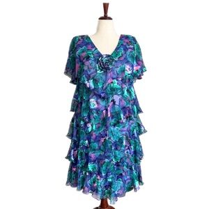 Ann Hobbs for Catrina / Saks Fifth Avenue Vintage Ruffled Tiered Dress